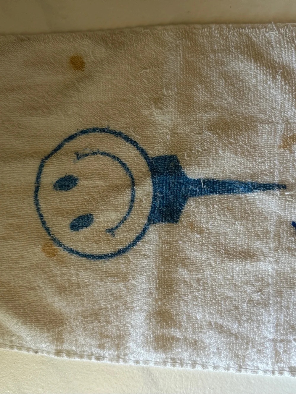 Vintage White custom “tom” golf tee Smiley Face Cotton Hand Towel  1970s